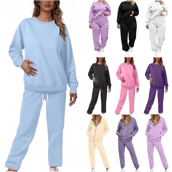 Yotami Fall Sweatsuits for Women 2-Piece Outfit for Athletic, Crewneck Long Sleeve Pullover Sweatshirt and Drawstring Sweatpants Set Tracksuit with Pocket